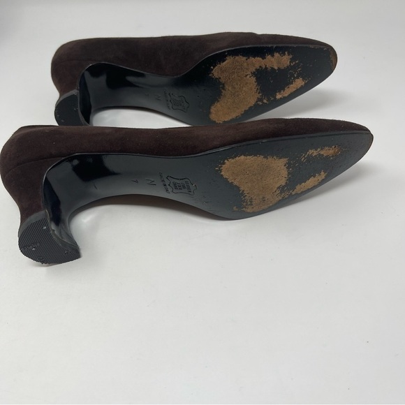 Vintage Yves Saint Laurent Suede Brown Classic Pumps Heels Sz 7 N Fits Narrow - Picture 5 of 8